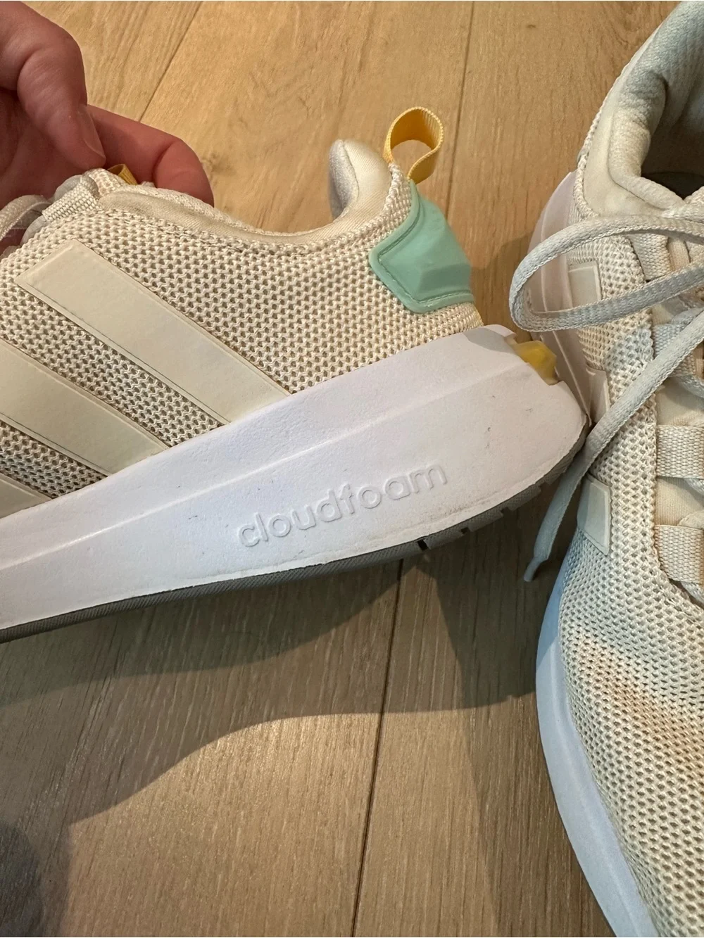 adidas Racer TR23 Sneakers in Cream with Mint & Yellow Accents